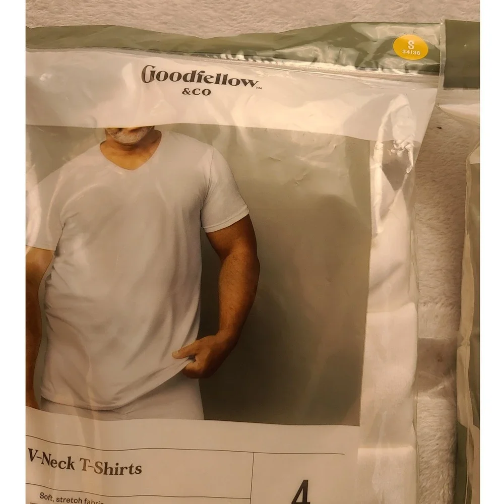 Goodfellow & Co Men's Classic V-Neck T-Shirts White 8-Pack Soft Size S NWT